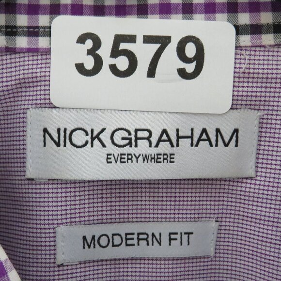 Nick Graham* Men's Long Sleeve Button Down Curved Hem Plaid Dress Shirt~ Size XL - Picture 3 of 10